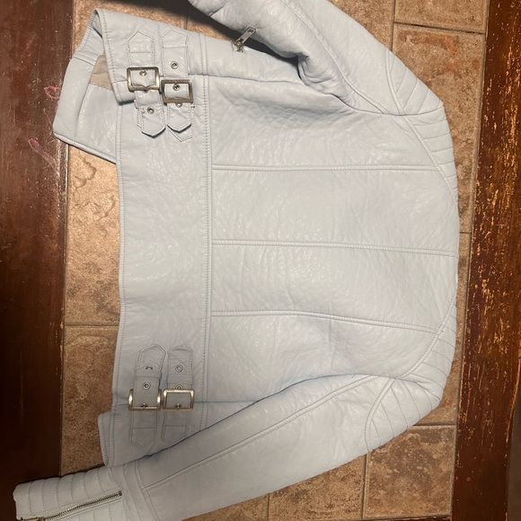 ZARA Basic Faux Leather Biker Motorcycle Jacket - Vintage - Picture 4 of 5